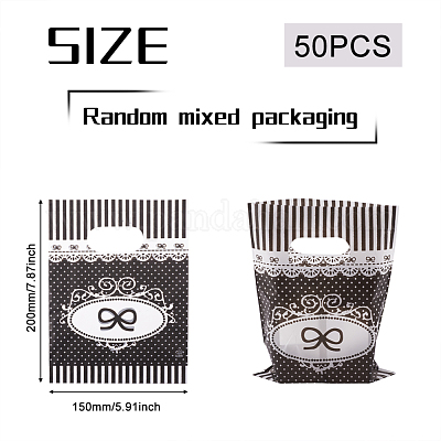プリントプラスチックバッグ  長方形  ブラック  20x15cm&nbsp;X-PE-T003-15x20cm-01-1