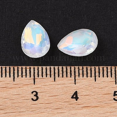 ガラスカボション  多面カット  ティアドロップ  クリアAB  10x7x4mm  72個/セット&nbsp;GLAA-N0028-07D-1