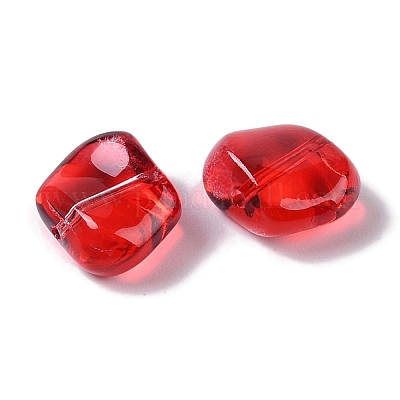 透明ガラスビーズ  ナゲット  レッド  8x9.5x5mm  穴：0.8mm&nbsp;GLAA-S202-07B-1