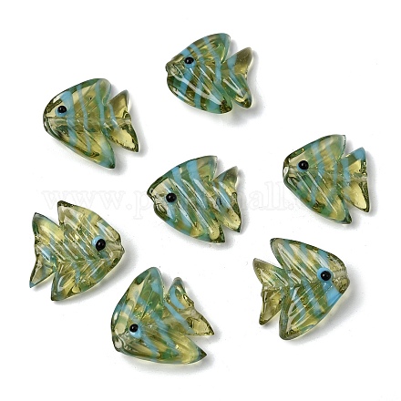 手作りランプワークビーズ  魚  ダークオリーブグリーン  22.5~23x20~21.5x7.5~8.5mm  穴：1.6mm&nbsp;LAMP-H073-01A-1
