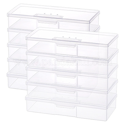 プラスチックビーズ容器10個  長方形  透明  19.2x7.8x3.9cm&nbsp;CON-BC0007-83-1