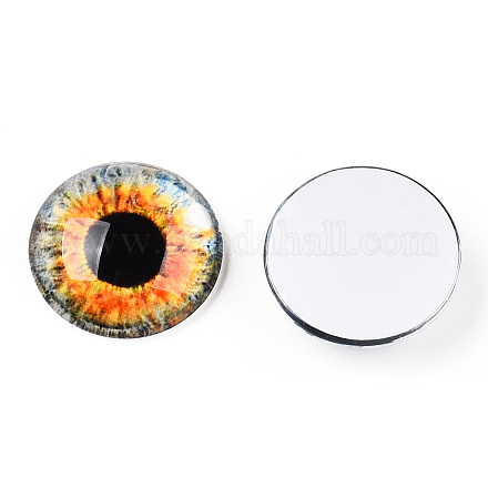 ガラスカボション  目で半円形  オレンジ  20x6.5mm&nbsp;GGLA-T004-03W-1