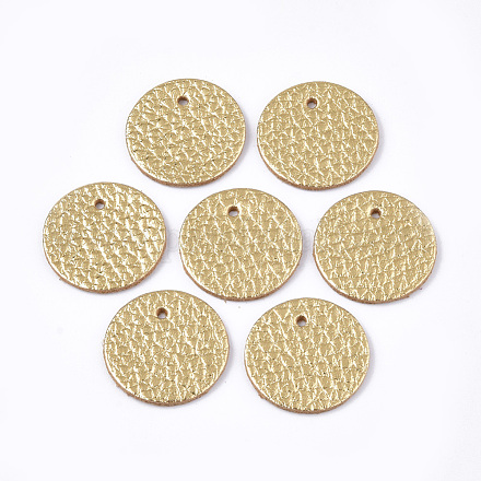 環境に優しい牛革ペンダント  フラットラウンド  ライトカーキ  15.5x1.5mm  穴：1.6mm&nbsp;FIND-S301-04A-03-1