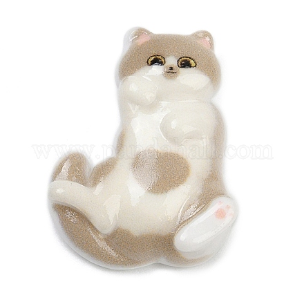 キュートな樹脂カボション  猫  淡い茶色  24.5x19x6.5mm&nbsp;CRES-D302-01E-1