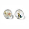 Translucent Acrylic Cabochons, with Dried Flower, Round, Beige, 10x9mm