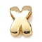 Brass Beads, Long-Lasting Plated, Rack Plating, Lead Free & Cadmium Free, Real 18K Gold Plated, Letter X, 21x14x6.5mm, Hole: 18x4mm