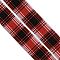 Polyester Elastic Ribbon, Flat with Tartan Pattern, Red, 40x1.5mm