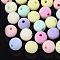 Flocky Acrylic Beads, Round, Mixed Color, 10x9mm, Hole: 2mm