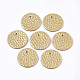 環境に優しい牛革ペンダント  フラットラウンド  ライトカーキ  15.5x1.5mm  穴：1.6mm&nbsp;FIND-S301-04A-03-1