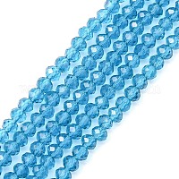 透明ガラスビーズ連売り  多面カット  ロンデル  ダークシアン  2.9~3.3x2mm  穴：0.5mm  約135~140個/連  32~34cm&nbsp;GLAA-R135-2mm-19