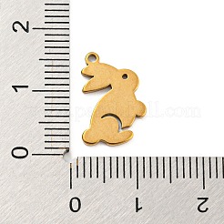 304ステンレスペンダント  レーザー切断  うさぎチャーム  ゴールドカラー  15x10x1mm  穴：1mm&nbsp;STAS-Q306-02G-A