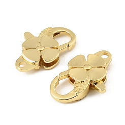 真鍮カニカン  花  ラックめっき  長持ちメッキ  鉛フリー＆カドミウムフリー  18KGP本金メッキ  34x22x6mm  穴：3mmと9x9mm&nbsp;KK-CBA9CBD-28G