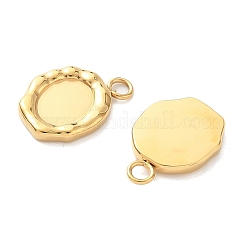 304ステンレスペンダント  オーバル  18KGP本金メッキ  17.5x12x2.5mm  穴：2.5mm&nbsp;KK-D503-31G