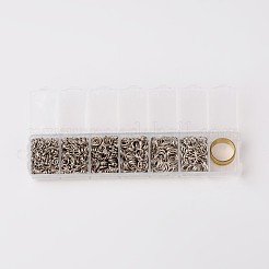 鉄と真鍮のオープン丸カン  ラウンド  プラチナ  丸カン：18~21ゲージ  4~10x0.7~1mm  真鍮リング：17ミリ  約1500個/箱  85 G /ボックス&nbsp;IFIN-X0033-P-B