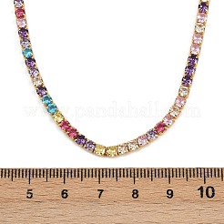 スターリングシルバーのパヴェカラーキュービックジルコニアテニスネックレス（女性用）925個  18KGP本金メッキ  3 mm幅  17.76インチ（45.1cm）&nbsp;NJEW-C096-01B-G01