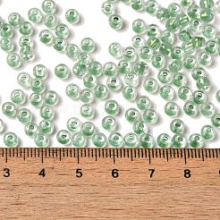 内側が透明なガラスシードビーズ6/0個。  ロンデル  ダークシーグリーン  4x3mm  穴：1.4mm  約7500個/ポンド&nbsp;SEED-P006-01A-03
