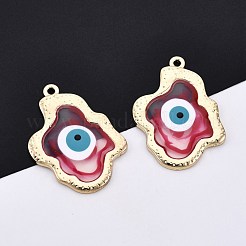 合金エナメルチャーム  ゴールドカラー  ナザールボンジュウ模様のナゲット  ミックスカラー  35x26x3mm  穴：1.6mm&nbsp;ENAM-F143-06-G