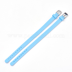 シリコン時計バンド  201ステンレススチール留め具付き  ライトスカイブルー  8-7/8インチ（22.5~22.7cm）  10x3mm&nbsp;SIL-S001-08