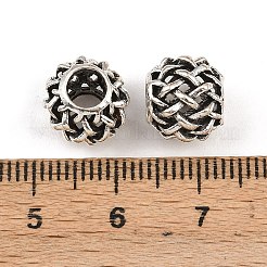 合金ヨーロピアンビーズ  大穴ビーズ  ロンデル  中空  アンティークシルバー  11x9mm  穴：4.5mm&nbsp;PALLOY-S079-011AS