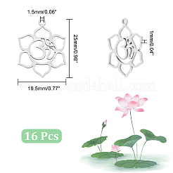 ステンレスペンダント201個  レーザーカットペンダント  オーム/オウムの花  ステンレス鋼色  25x19.5x1mm  穴：1.5mm  16個/箱&nbsp;STAS-UN0047-22