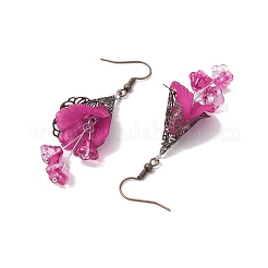 アクリルダングルピアス  真鍮製ピアスフック3個付き  女性のためのジュエリー  花  カメリア  65x21mm&nbsp;EJEW-TA00463