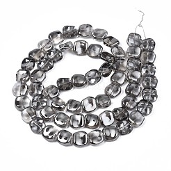 メッキガラスビーズ連売り  パール光沢メッキ  ポリゴン  ブラック  10.5x11~12x5~6mm  穴：1mm  約60~61個/連  24.41インチ〜25.20インチ（62~64cm）&nbsp;EGLA-S188-21-A01