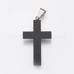 304ステンレススチール製ビッグペンダント  クロス  ガンメタ色＆ステンレス鋼カラー  54x30x6.5mm  穴：9x4mm&nbsp;STAS-H430-12B