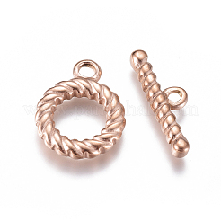 イオンプレーティング（IP）304ステンレススチールマンテル  DIYのジュエリーには  ローズゴールド  リング：19x15x3mm  穴：2.5mm  内径：9mm  バー：21x6.5x3mm  穴：2mm&nbsp;STAS-F241-08-RG