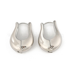 女性のための真鍮のフープピアス  花  プラチナ  29x10mm&nbsp;LS-EJEW-U041-05P