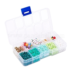 DIYジュエリー作成キット  手作りのポリマー粘土とアクリルと樹脂とabsプラスチックビーズを含む  ccbプラスチックスペーサービーズ  天然カウリーシェルビーズ  弾性水晶の線  ミックスカラー  ビーズ：1960個/セット&nbsp;DIY-YW0003-99A