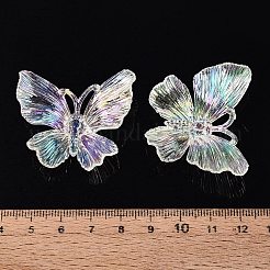 透明なプラスチックペンダント  蝶のチャーム  ABカラーメッキ  クリアAB  33.5~36x39~40x10~11.5mm  穴：7.5~9.5x2.5~3mm  約335個/500g&nbsp;KY-N025-44A