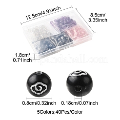 200個5色メッキアクリルビーズ  シルバーライン入り  ラウンド  ミックスカラー  8mm  穴：1.8mm  約4PCS /カラー&nbsp;OACR-FS0002-03