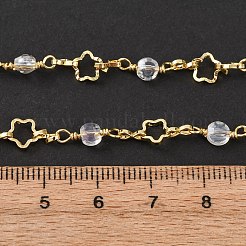 ラックメッキ真鍮ガラスリンクチェーン  長持ちメッキ  溶接されていない  スター  18KGP本金メッキ  6~13x4.5~6x1~3.5mm&nbsp;CHC-P012-07G