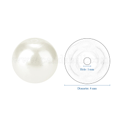 真珠光沢のある環境に優しい染色ガラスパールラウンドビーズ  ベージュ  4~4.5mm  穴：0.7~1.1mm  約1000個/箱&nbsp;HY-PH0002-04-B