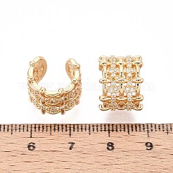 真鍮マイクロペーブクリアキュービックジルコニアカフイヤリング  C字型に編まれた  18KGP本金メッキ  13x14x11.5mm&nbsp;EJEW-T047-83G
