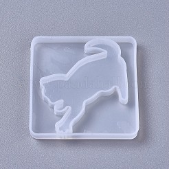 シルエットシリコン型  レジン型  UVレジン用  エポキシ樹脂ジュエリー作り  猫  ホワイト  52x52x6mm&nbsp;LS-DIY-F041-14C