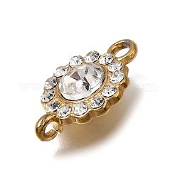 304ステンレススチールとラインストーンのコネクターチャーム  花のリンク  ミックスカラー  18x12x5mm  穴：2mmと1.8mm&nbsp;SA-CBA9EE7-02G