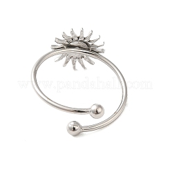 変色しない304ステンレススチールオープンカフリング  花  内径：17.8mm&nbsp;RJEW-M167-09C-P