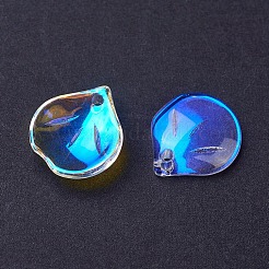 電気メッキガラスチャーム  ABカラーメッキ  花びら  クリアAB  15.5x13.5x4mm  穴：1.4mm&nbsp;EGLA-L014-11