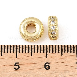 真鍮マイクロペーブクリアキュービックジルコニアビーズ  カドミウムフリー＆鉛フリー  ロンデル  ゴールドカラー  8x3.5mm  穴：3mm&nbsp;ZIRC-I038-31G