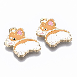 合金エナメルチャーム  カドミウムフリー＆鉛フリー  ライトゴールド  ウェルシュコーギー  ゴールデンロッド  22x13x1mm  穴：1.8mm&nbsp;X-ENAM-S127-013-RS