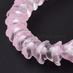 透明ガラスビーズ連売り  花  パールピンク  11~12x7.5~8mm  穴：1.4mm  約50個/連  11.42''（29センチメートル）&nbsp;LAMP-H061-01C-01