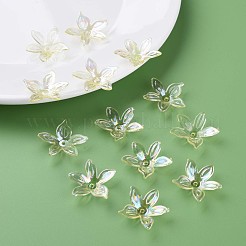透明なアクリルビーズ  ABカラー  花  ライトカーキ  25.5x28x6mm  穴：1.8mm  約980個/500g&nbsp;MACR-S373-102-C06