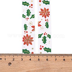 5ヤードのクリスマスゴールドスタンプポリエステルプリントリボン  ギフト包装用  鹿  5/8インチ（16mm）&nbsp;OCOR-A008-01G