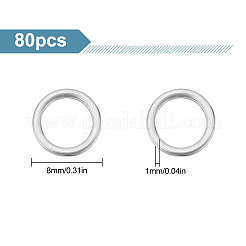 304ステンレススチール製リンキングリング80個  丸いリング  ステンレス鋼色  8x1mm&nbsp;STAS-BC0003-63