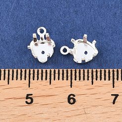 ハート型の真鍮製縫い付け爪留め  先のとがったラインストーンの爪のセッティング  カドミウムフリー＆鉛フリー  925銀メッキ  9x6x5.5mm  穴：1mm  トレイのサイズ：5x5mm&nbsp;KK-C163-14B-S