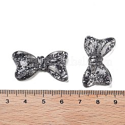 透明樹脂デコデンカボション  キラキラの蝶結び  ブラック  18.5x32x7.5mm&nbsp;CRES-M001-02A-01