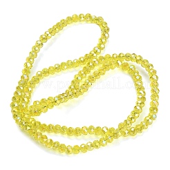 電気メッキガラスビーズセット  ロンデル  多面カット  きいろ  3.5~4x2.5~3mm  穴：0.8mm  約148個/連  15.35''（39センチメートル）&nbsp;GL-CBAA615-02A