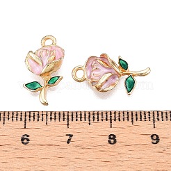 メッキ合金エナメルチャームラック  カドミウムフリー＆ニッケルフリー＆鉛フリー  ライトゴールド  花のチャーム  ミックスカラー  18.5x9.5x5mm  穴：1.8mm&nbsp;ENAM-N056-418