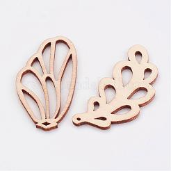 未染色の木製ペンダント  葉  アンティークホワイト  47~49x22~37x2mm  穴：1~2mm&nbsp;WOOD-K005-09